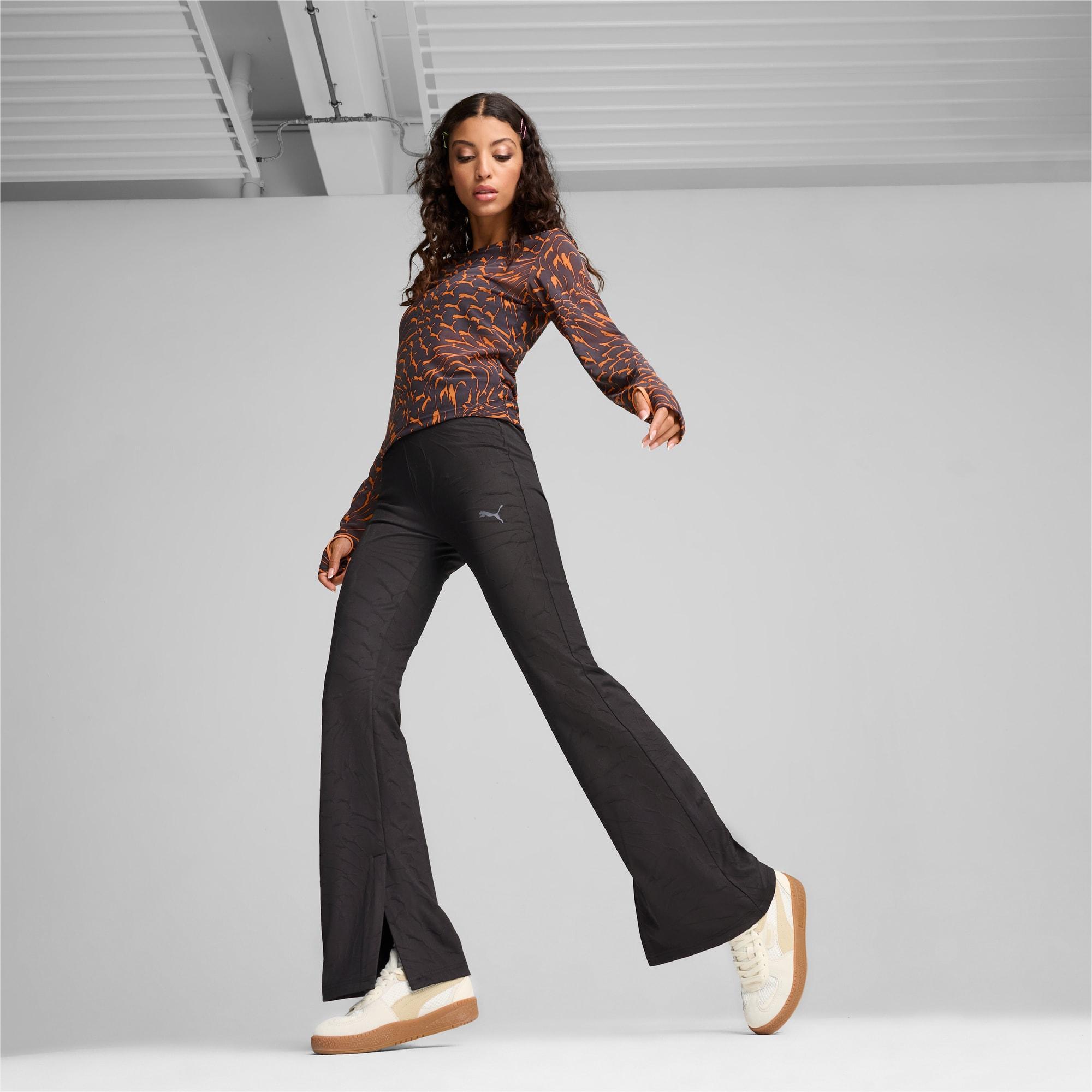 PUMA DARE TO Women's Textured Leggings in Midnight Plum/Aop Product Image