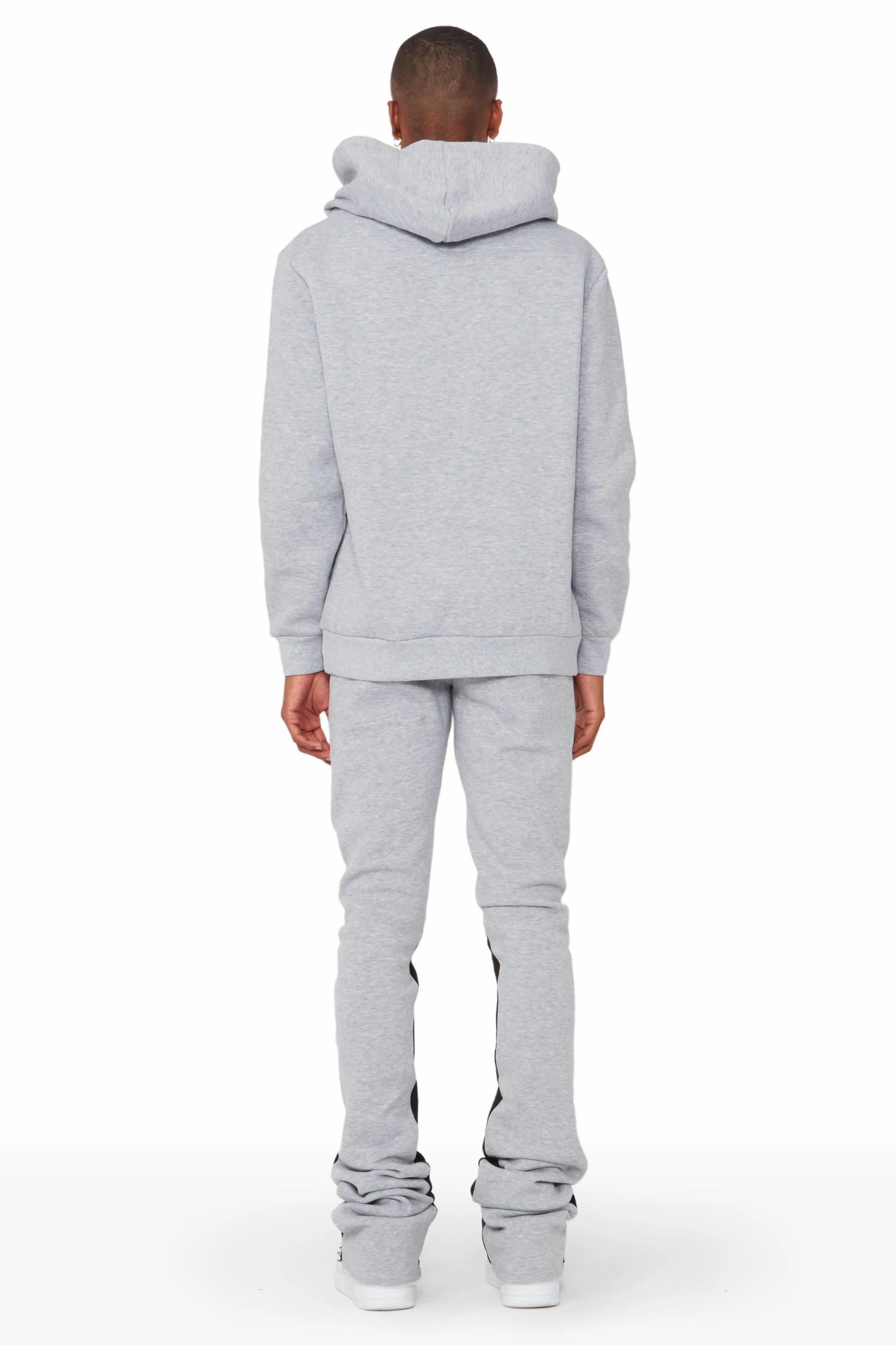Raffer Grey/White Hoodie/Super Stacked Flare Pant Set Male Product Image