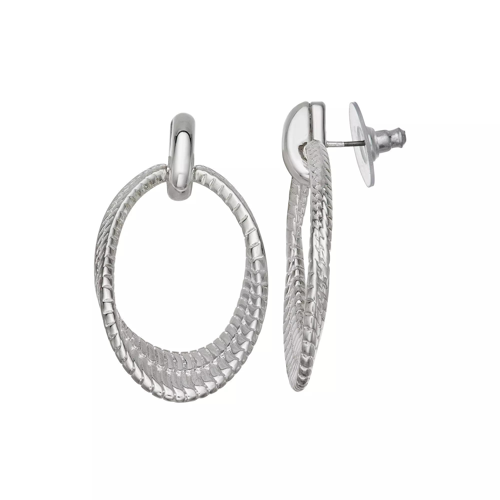 Napier Silver Tone Twisted Drop Earrings, Womens Product Image