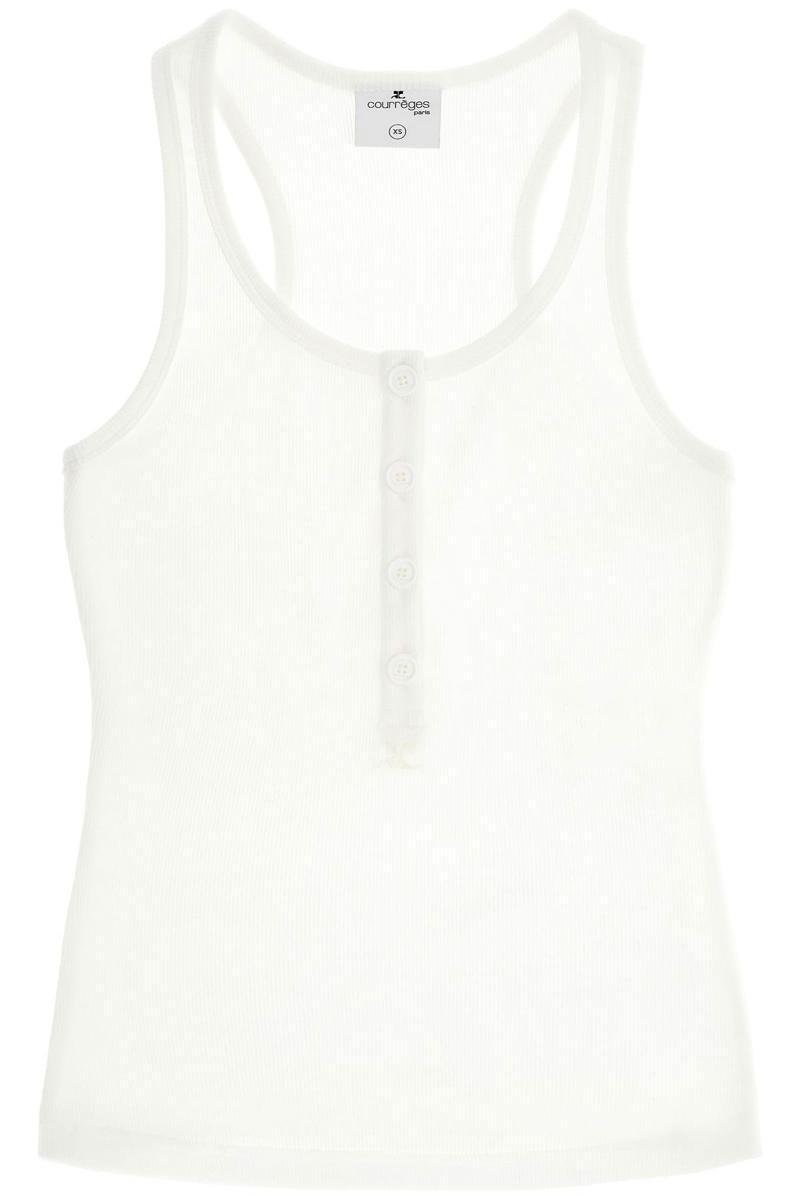 COURRÈGES 90's Ribbed Tank Top With In White Product Image