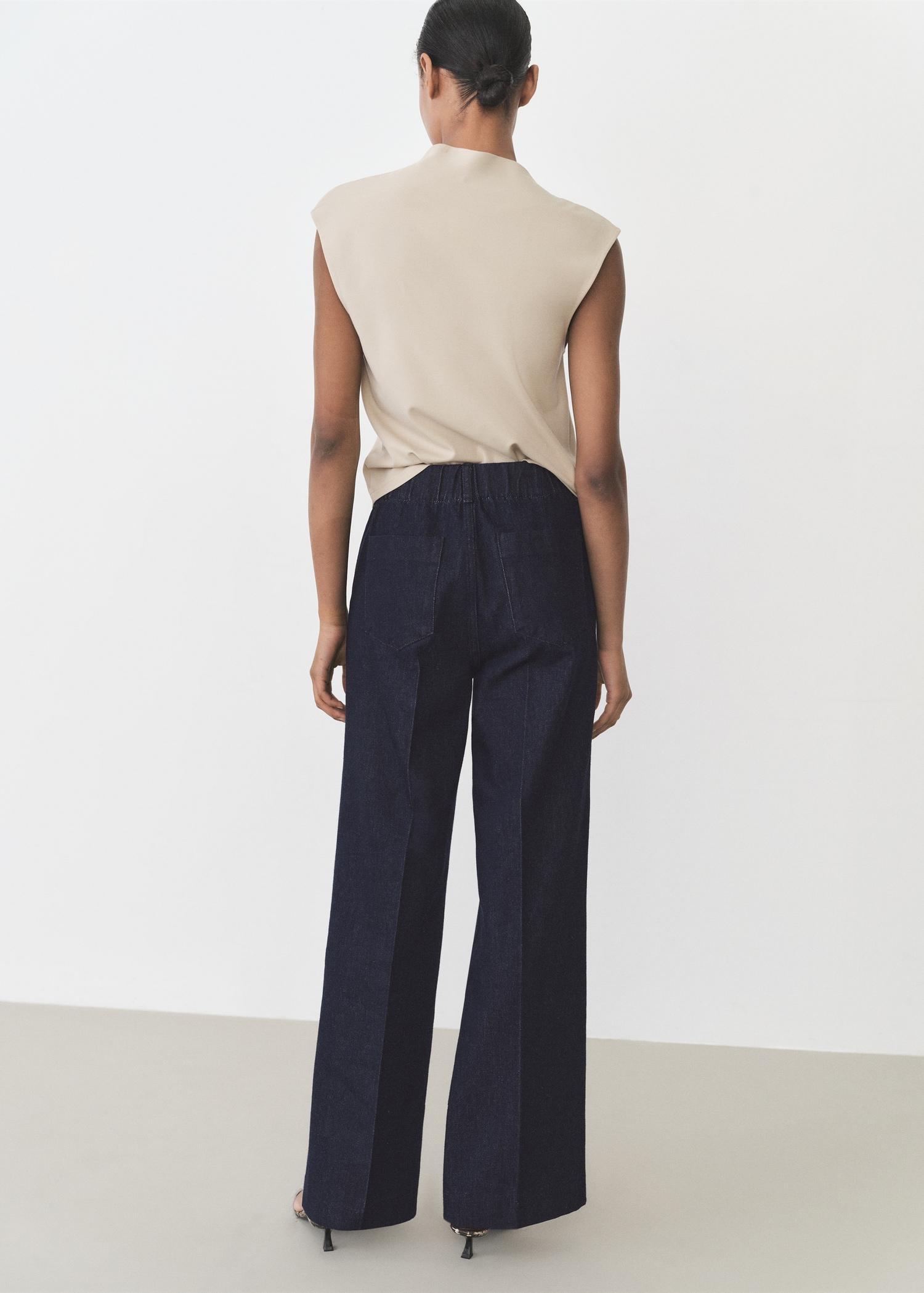 Wideleg denim pants - Women | MANGO USA Product Image