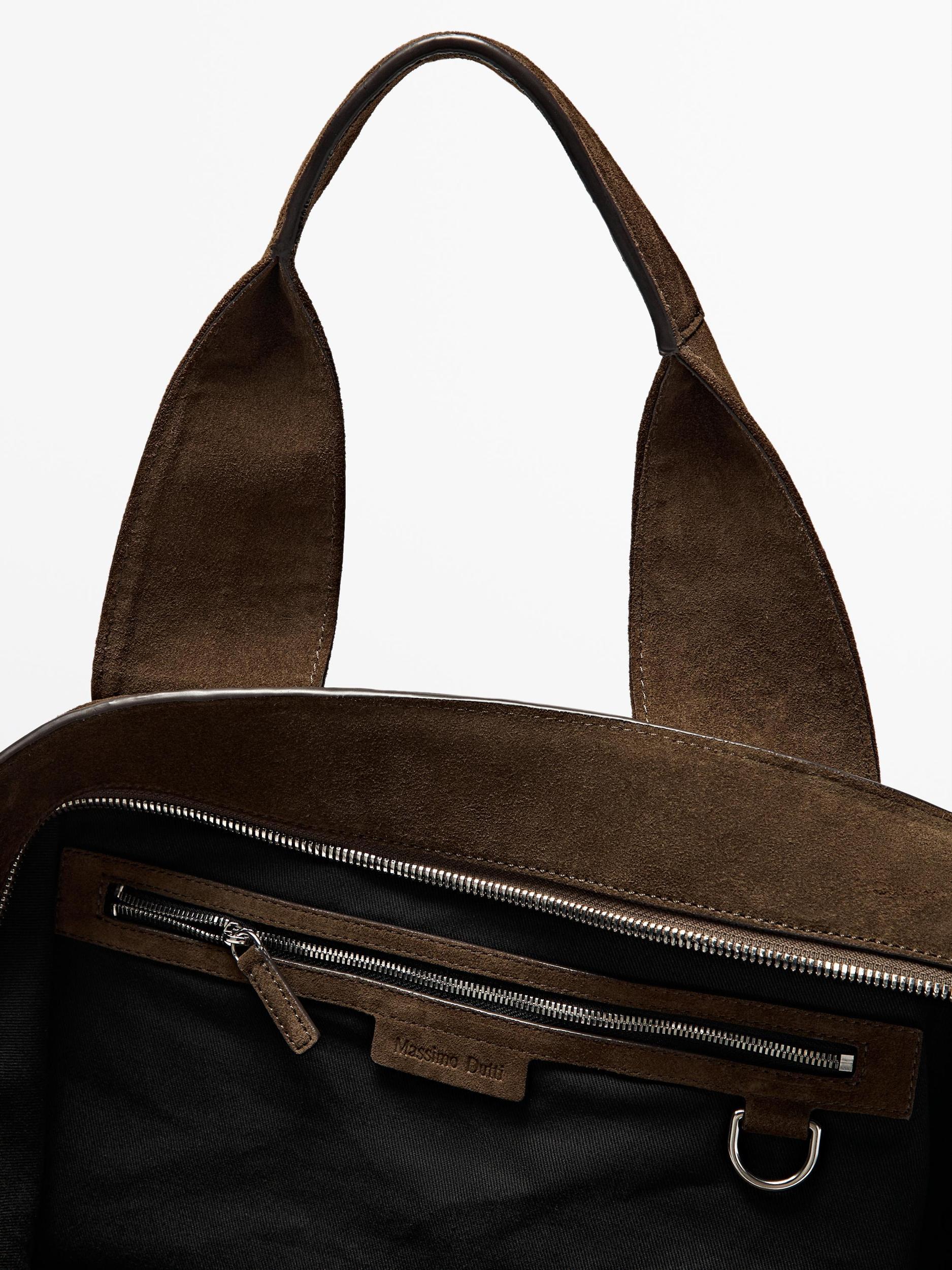 Split suede leather tote bag Product Image