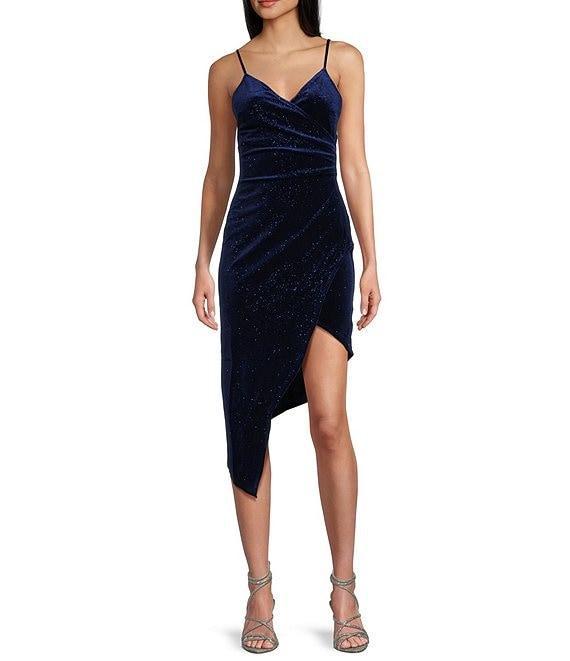 Honey and Rosie V-Neck Sleeveless Glitter Velvet Pull-On Dress Product Image