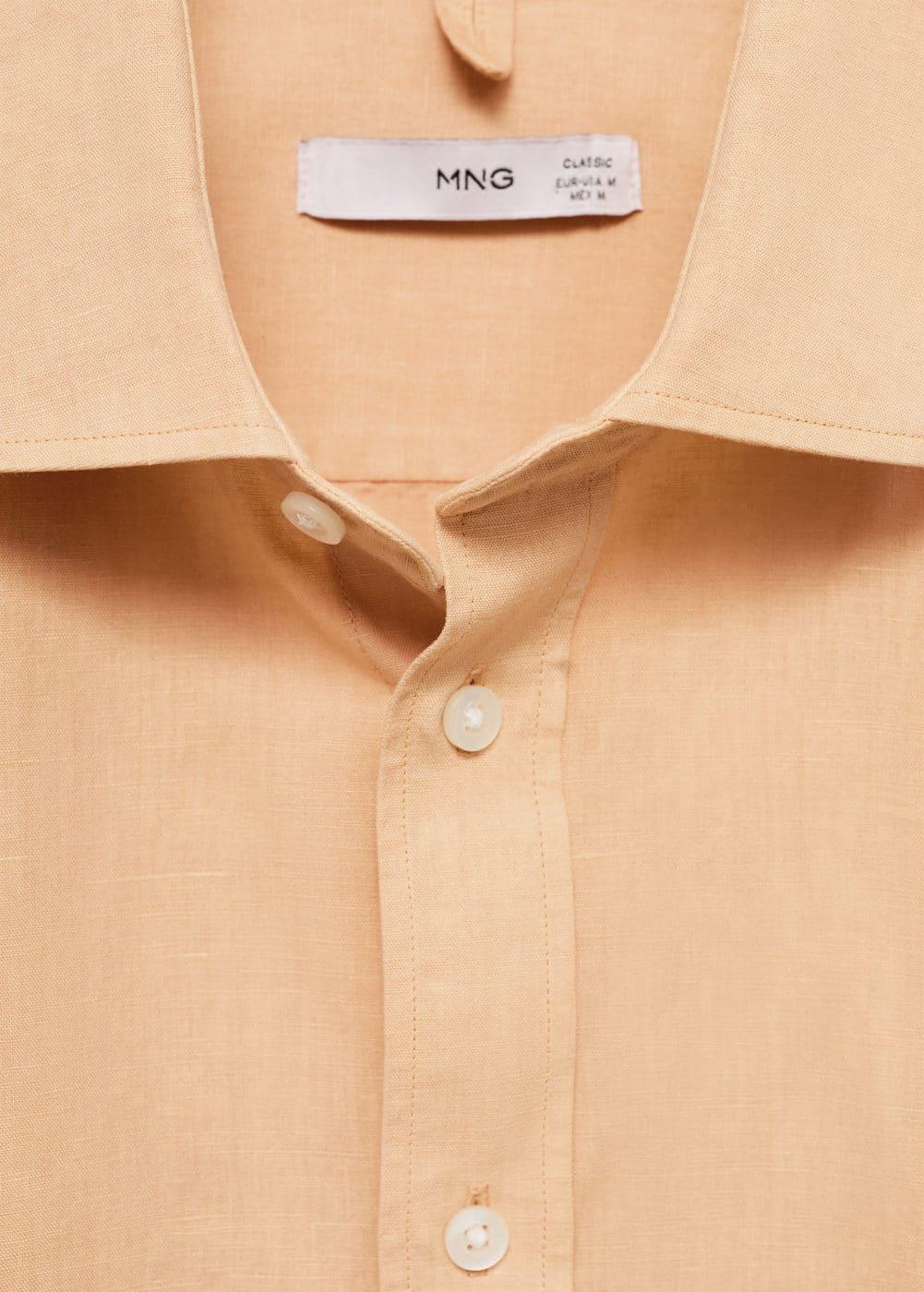 Mango Mens Slim Fit Linen Blend Shirt Product Image