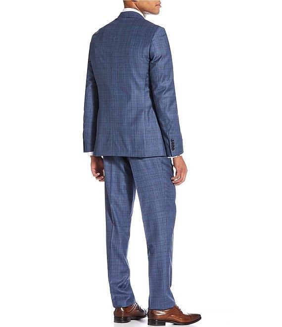 Hart Schaffner Marx New York Modern Fit Flat Front Plaid Print 2-Piece Suit Product Image