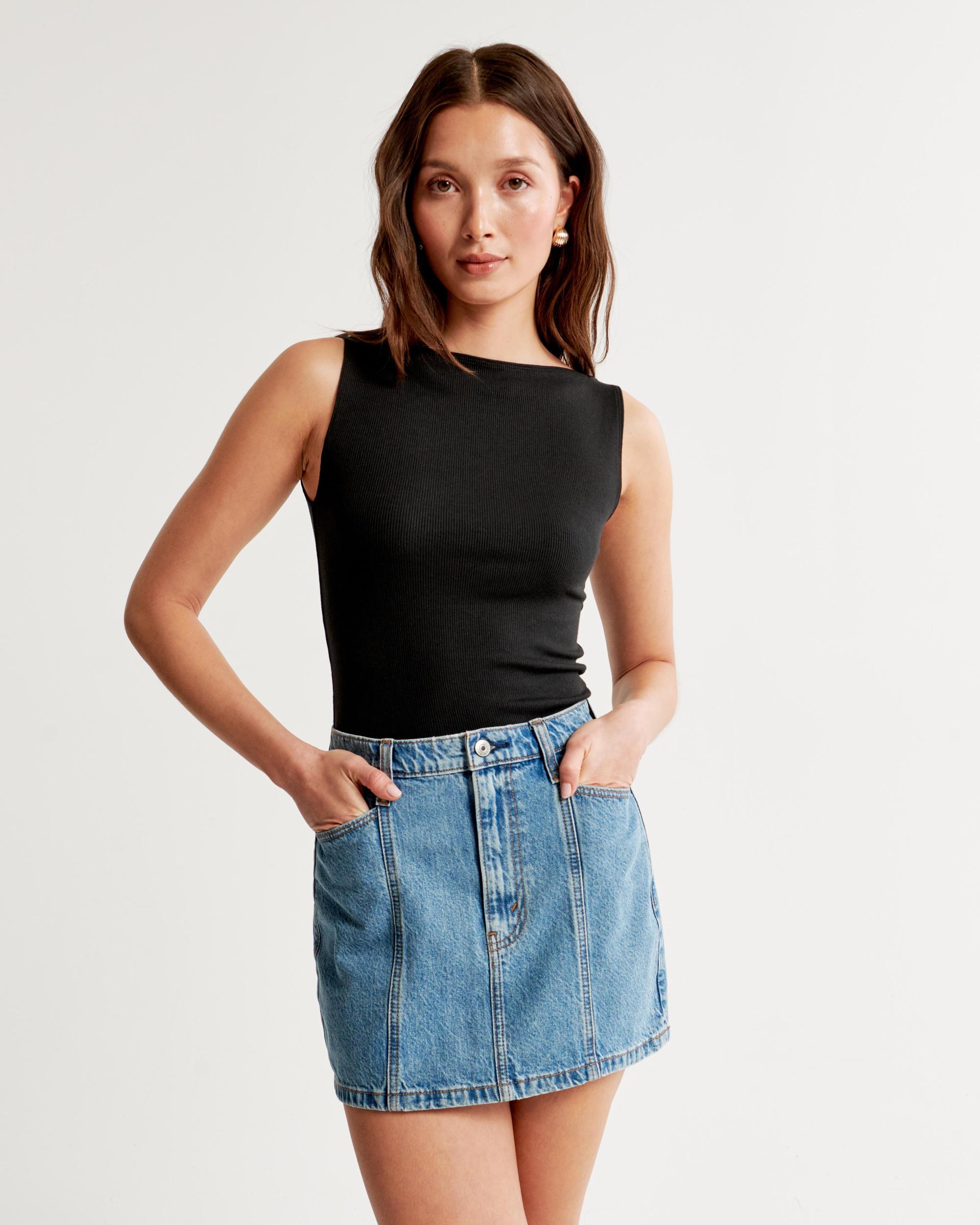 Denim Studded Mini Skirt Product Image