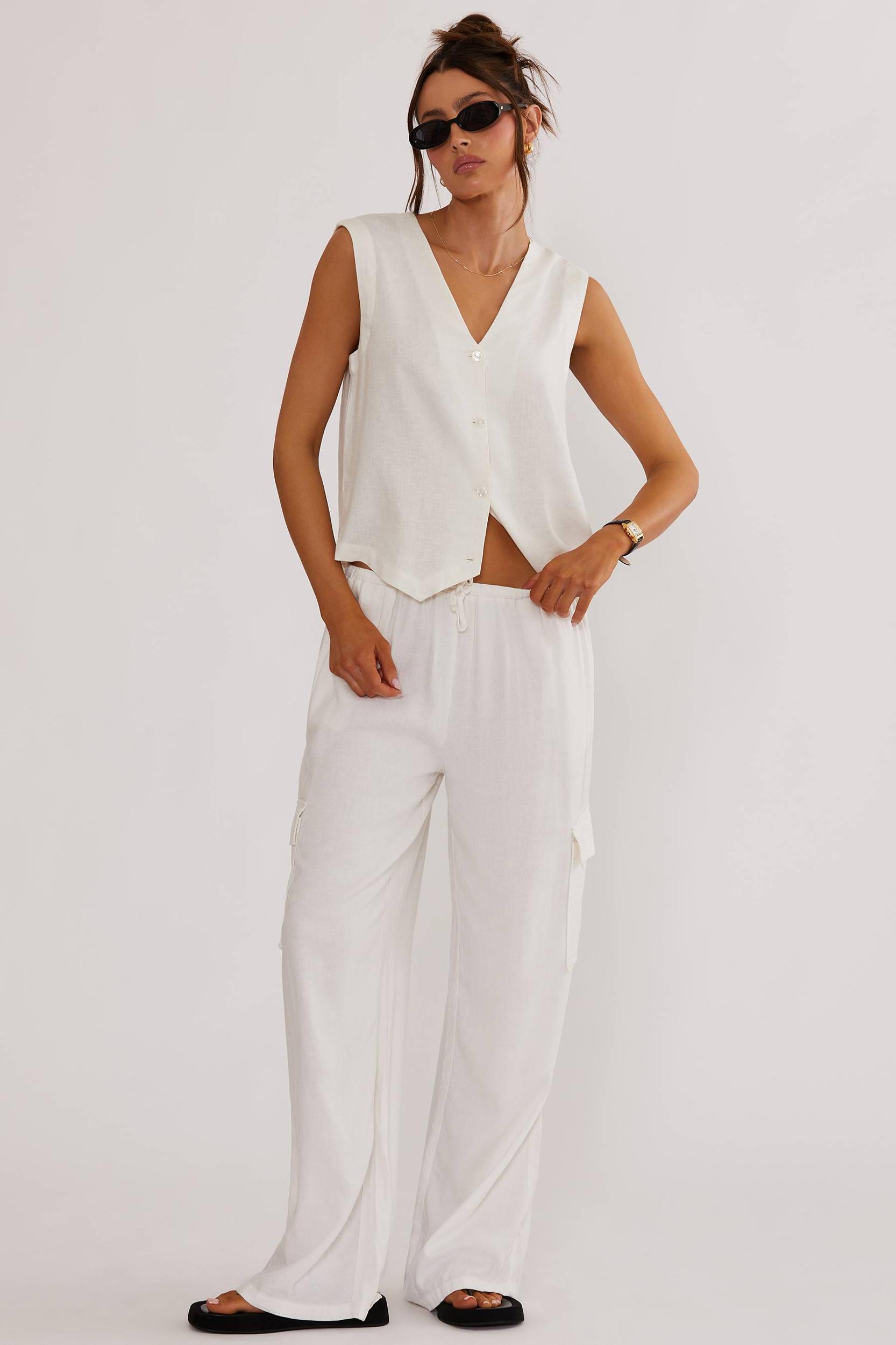 Amara Pant White Linen Product Image