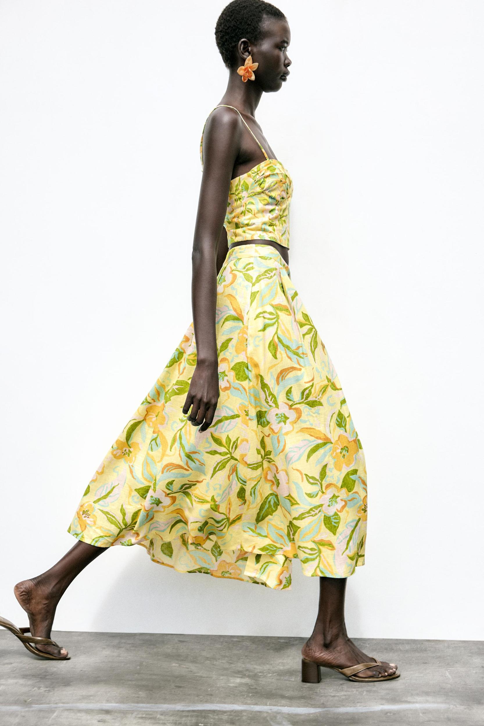 PRINTED LINEN SKIRT Product Image