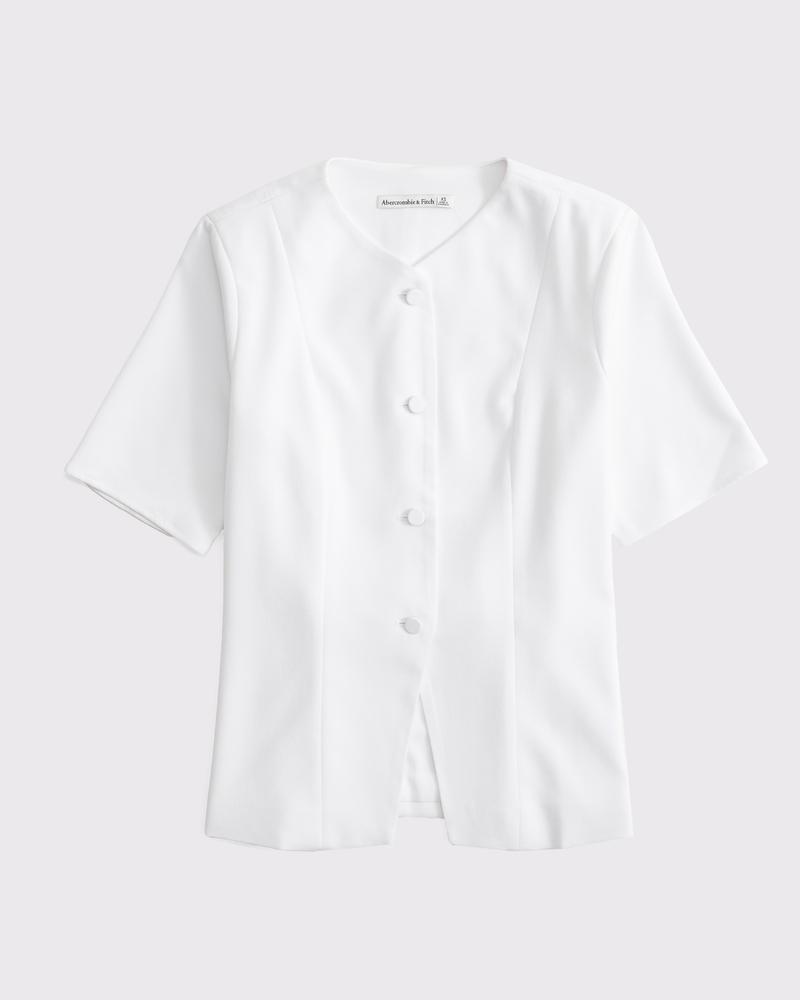 Short-Sleeve Tailored Vest Top Product Image