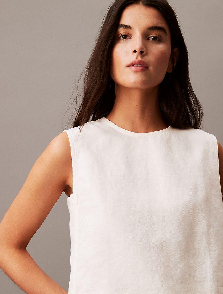 Calvin Klein Women's Linen Blend Midi Skirt - White - 33 Product Image