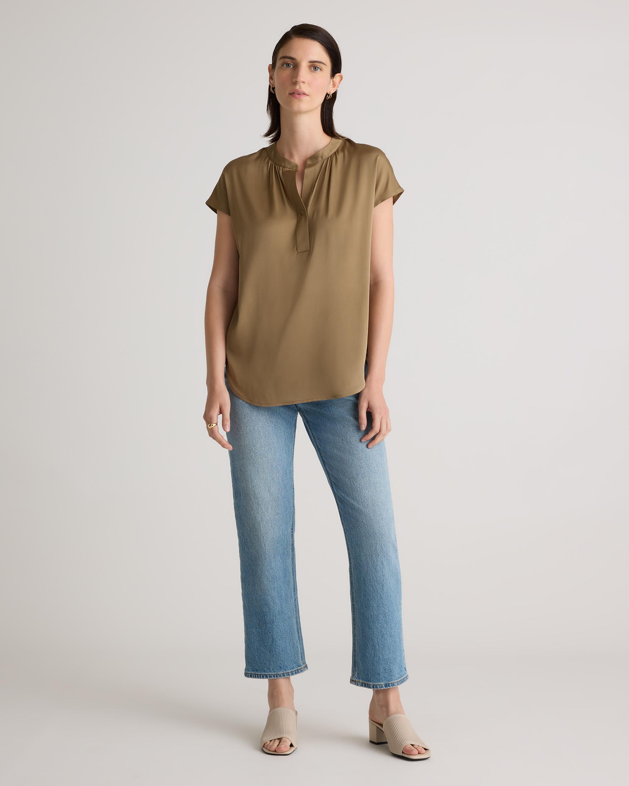 Quince | Women's Washable Stretch Silk Dolman Sleeve Blouse Size XS, Mulberry Silk Product Image
