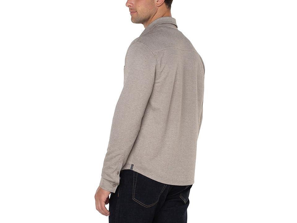 Liverpool Los Angeles Knit Button Up Shirt (Maple/Ivory Mul) Men's Short Sleeve Knit Product Image