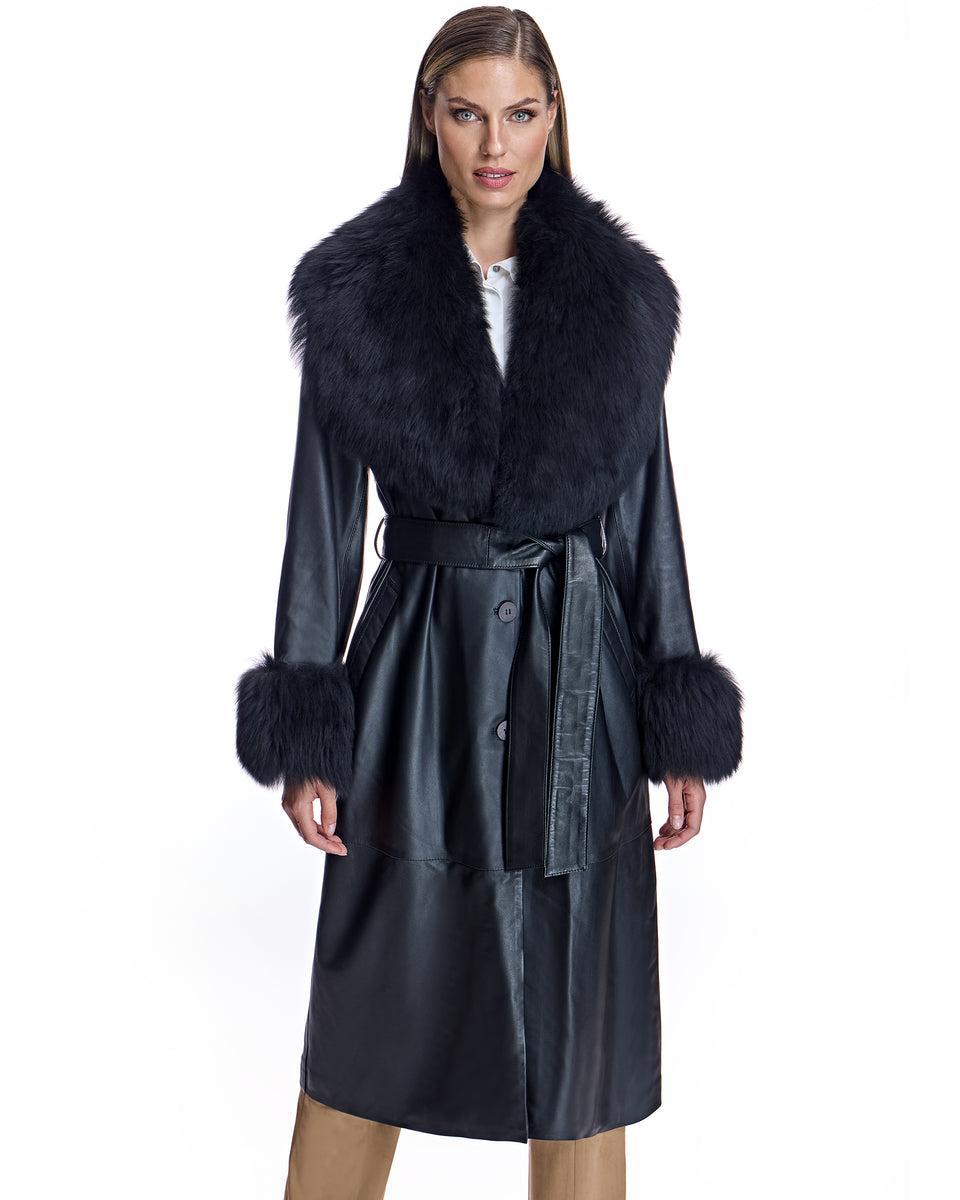 Belted Leather Trench with Toscana Lamb Trim Product Image