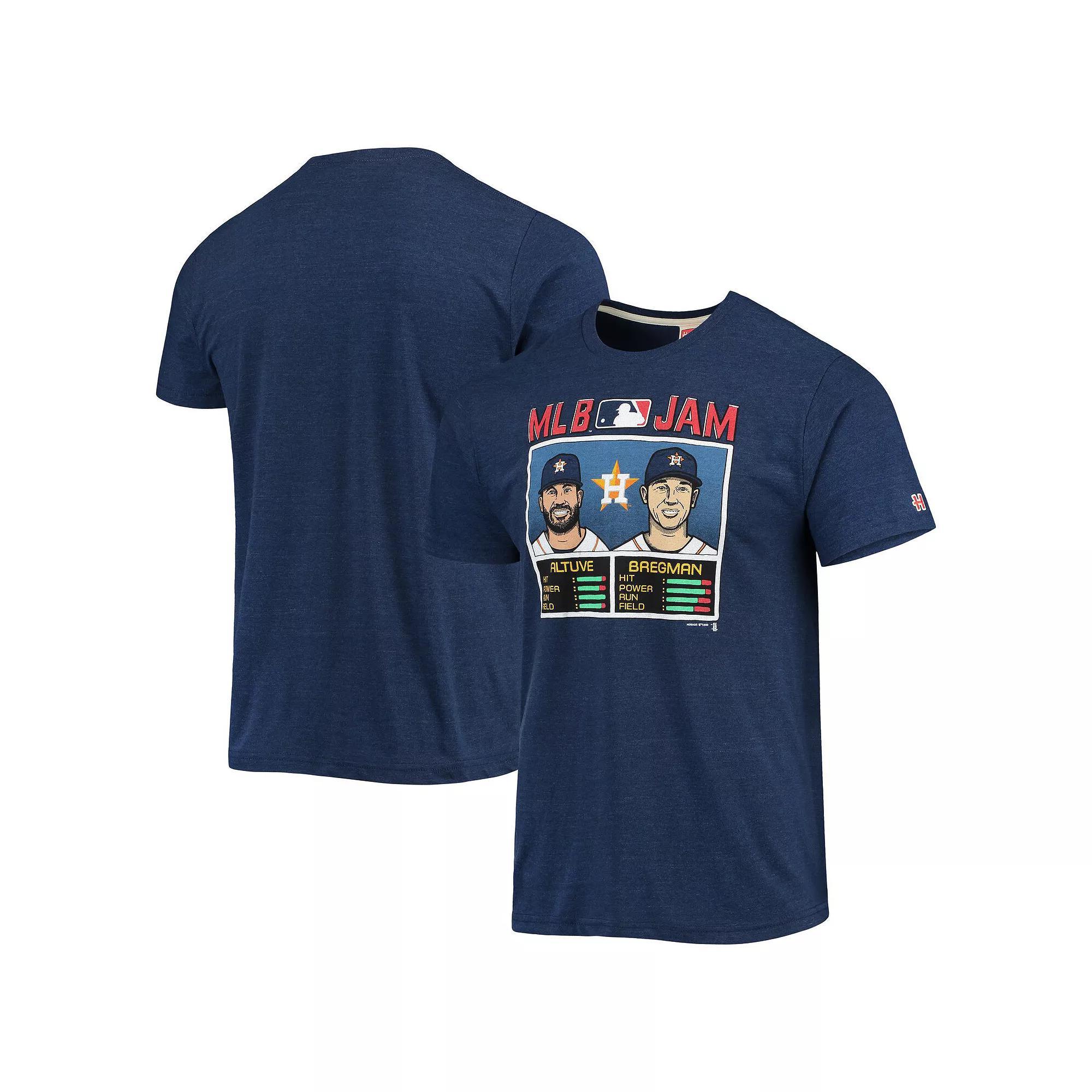 Mens Homage Jose Altuve & Alex Bregman Heathered Houston Astros MLB Jam Player Tri-Blend T-Shirt Blue Product Image