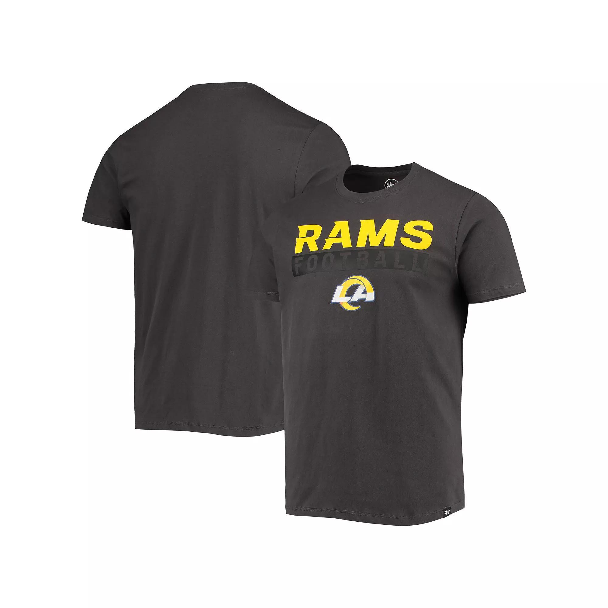 Men's '47 Charcoal Los Angeles Rams Dark Ops Super Rival T-Shirt, Size: Large Product Image