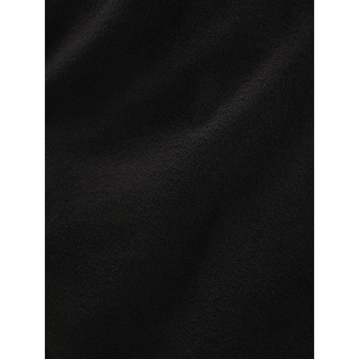 Plus Size Solid Open Front Belted Asymmetrical Hem Blazer Black Women Work Plain Belted Sleeve Long Sleeve Suit Collar 26/4X Pocket Belt Casual Blazers BloomChic Product Image