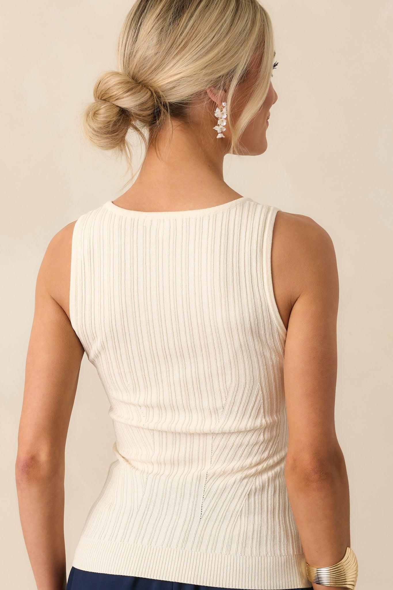 It's All Coming Together Ivory Ribbed Knit Tank Top Product Image