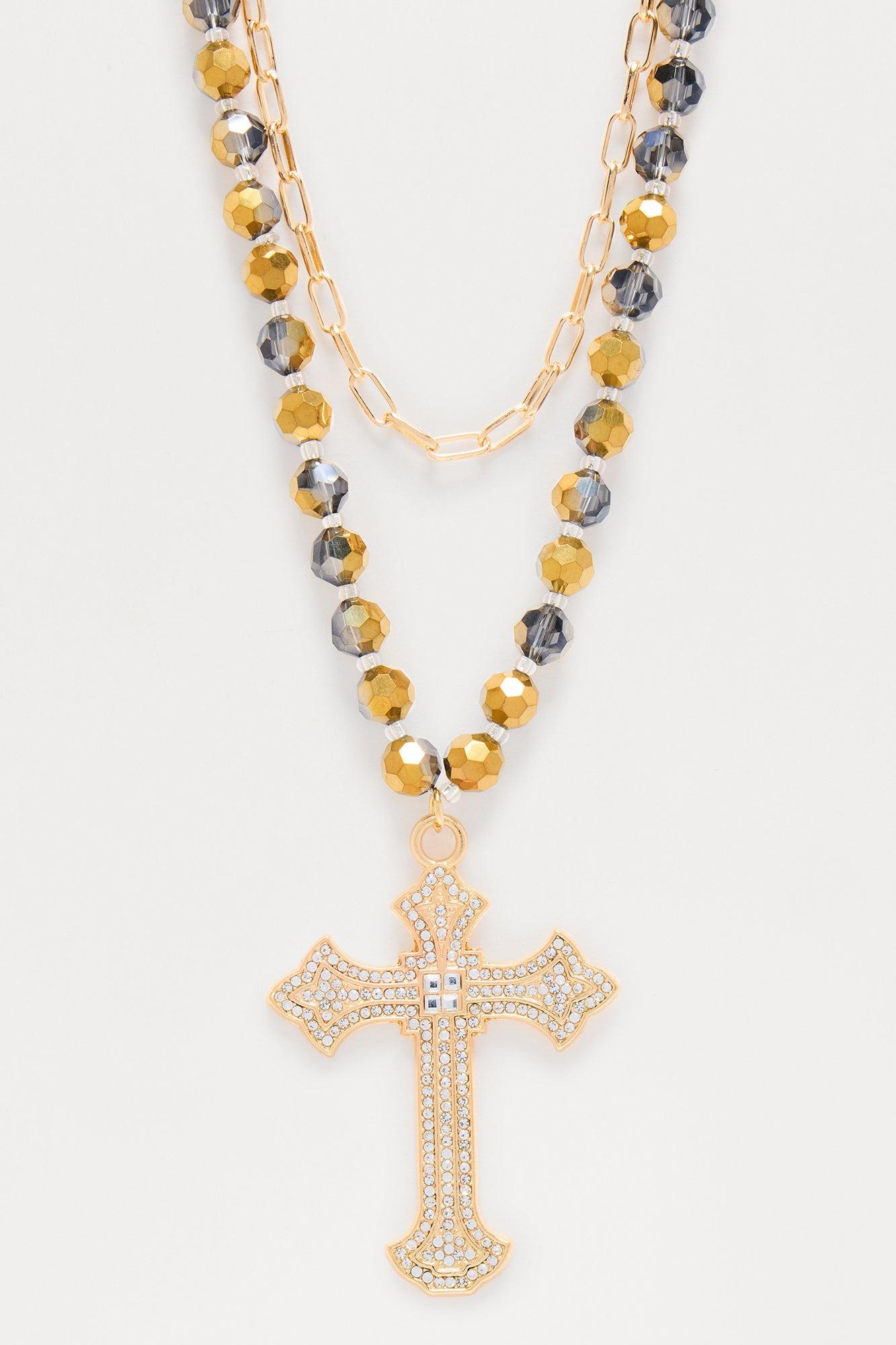 Do I Cross Your Mind Necklace - Gold/Brown Product Image