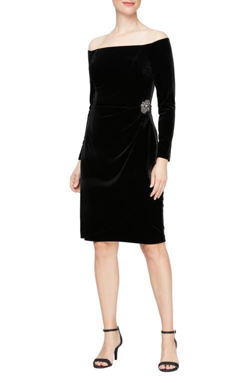 Alex Evenings Velvet Short Off-the-Shoulder Sheath Dress Women's Dress Product Image