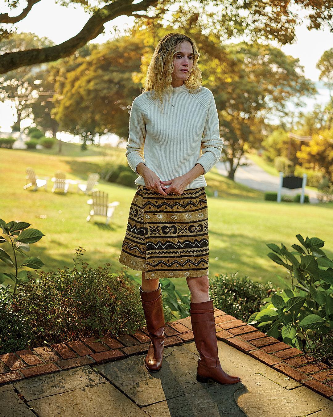 Wrap Skirt in Heavyweight Mud Cloth Product Image