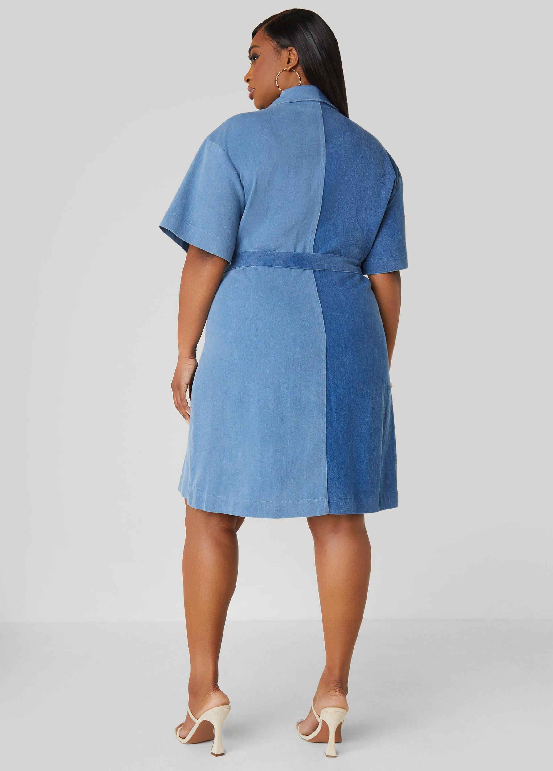 Two Tone Denim Shirtdress Product Image