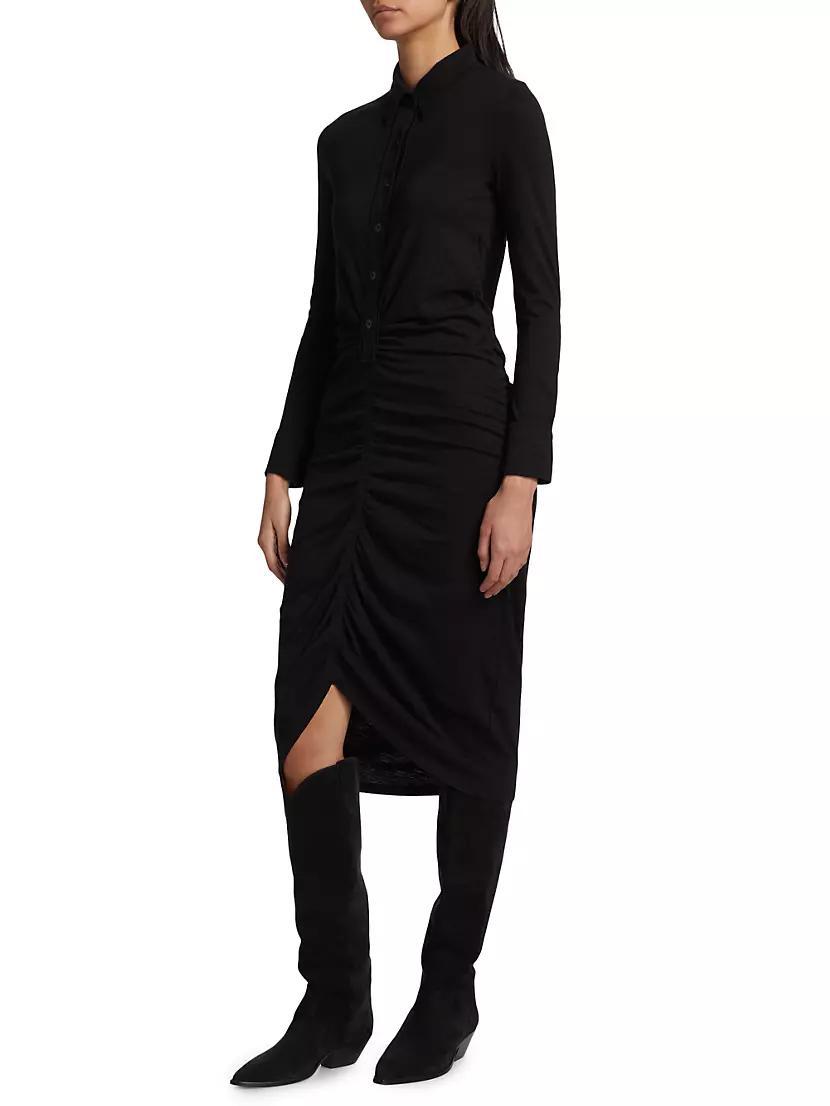 Ivalia Linen-Blend Ruched Shirtdress Product Image