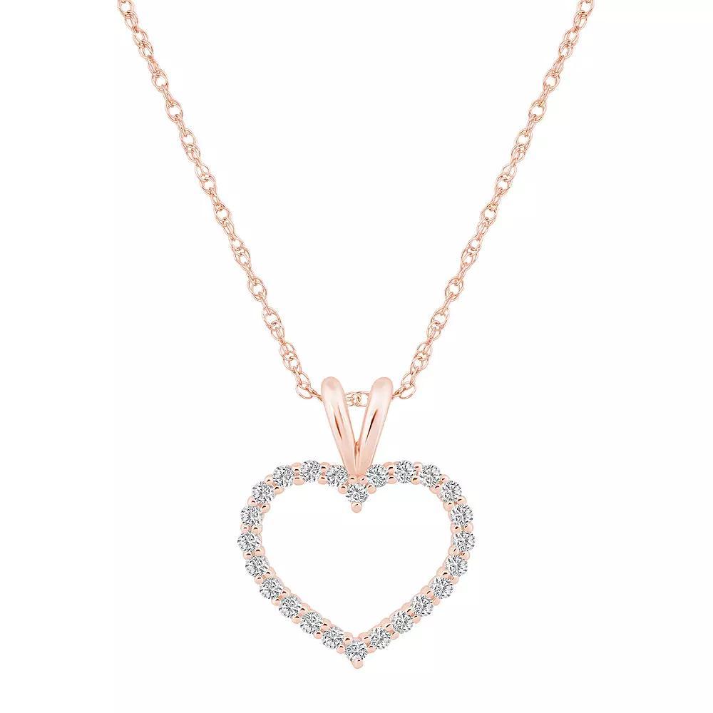 Alyson Layne 14k Gold 1/4 Carat T.W. Diamond Heart Pendant Necklace, Women's, Size: 18", 14k Rose Gold Product Image