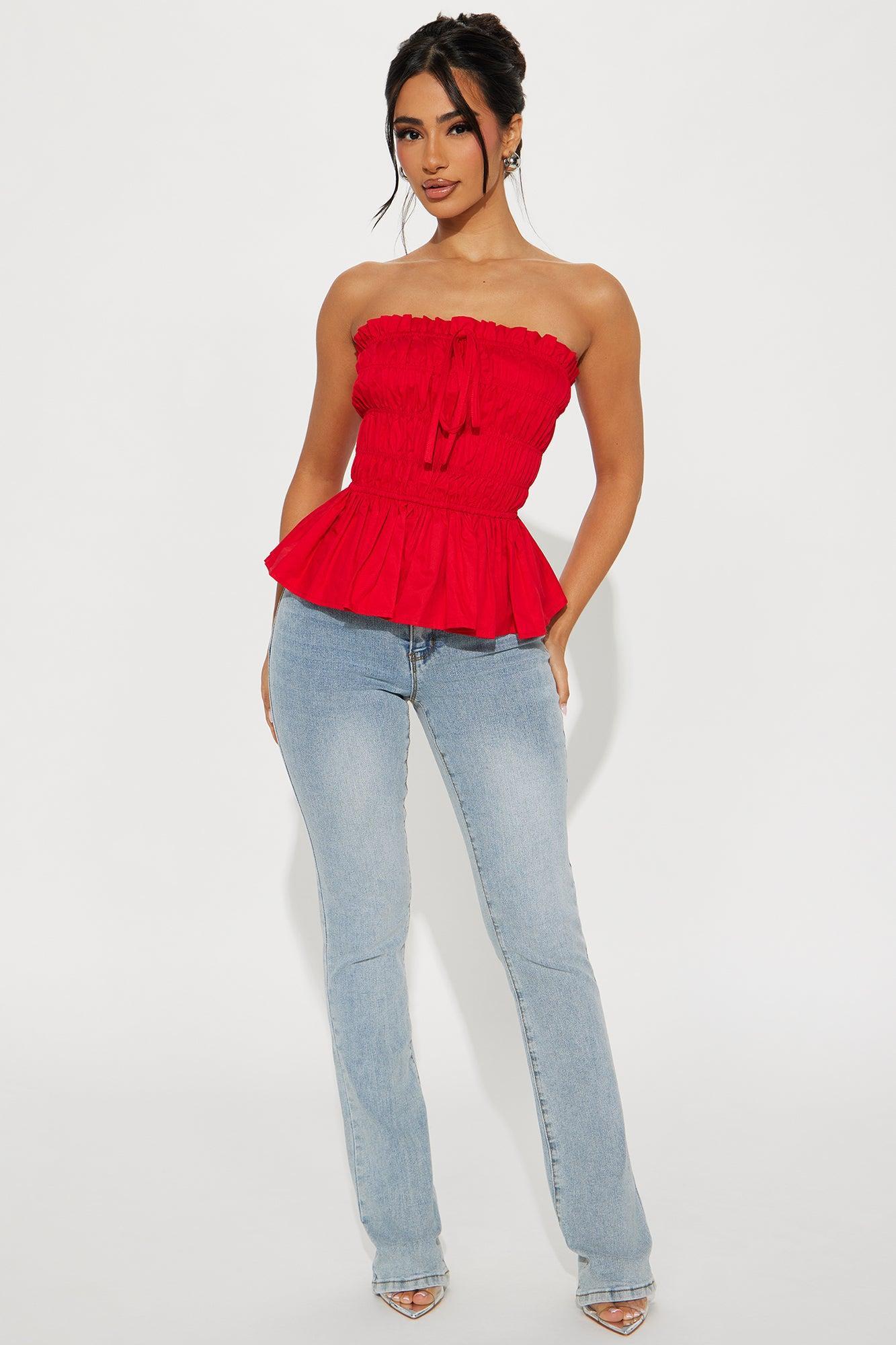Beloved Sweetheart Smocked Tube Top - Red Product Image