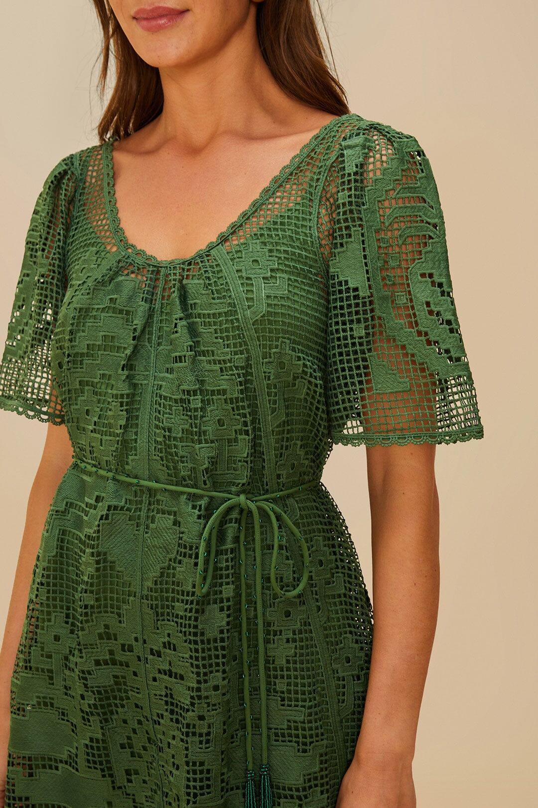 Green Pineapple Guipure Mini Dress Product Image