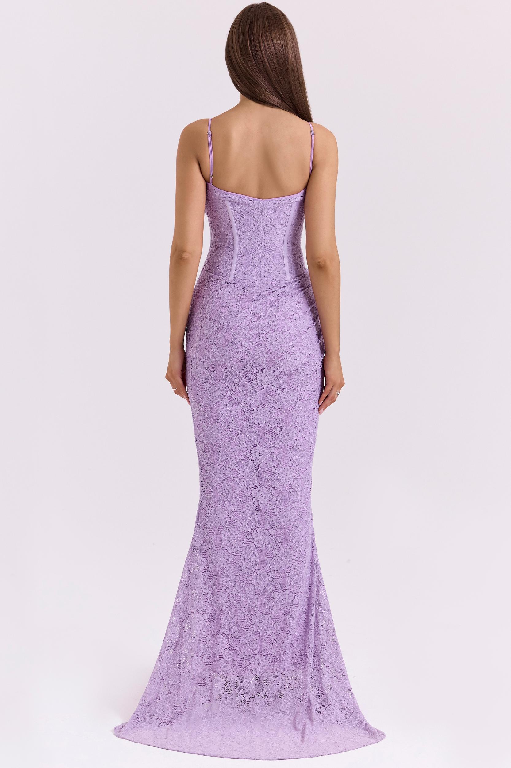 Antonina  orchid lace corset maxi dress Product Image