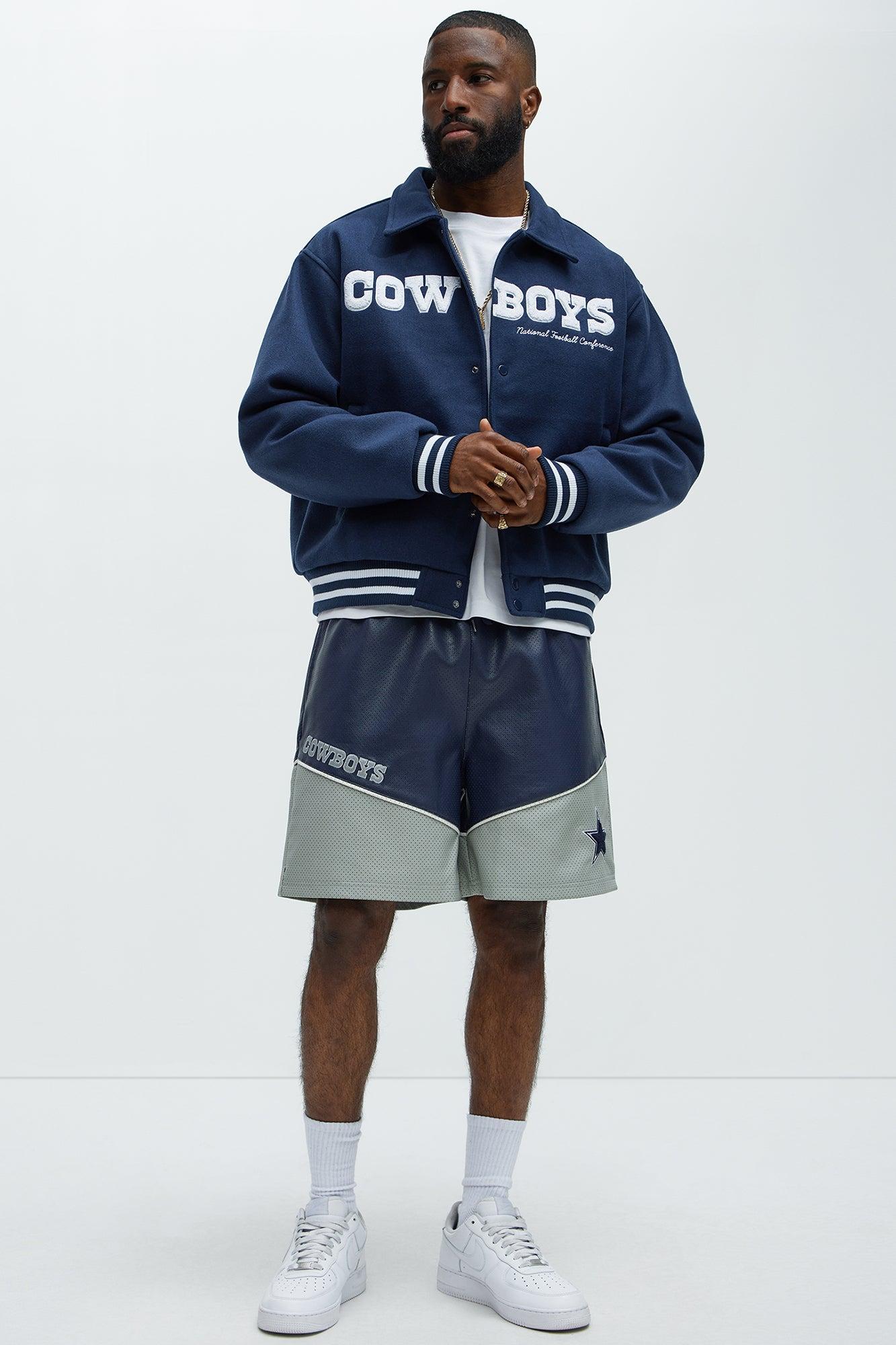 Cowboys Up And Down The Court Faux Leather Shorts - Navy Product Image