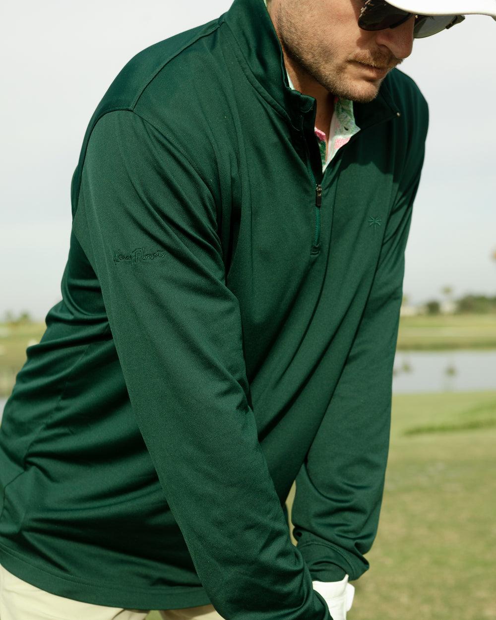 The Pebble Beach - Jungle Green Quarter Zip Pullover Product Image