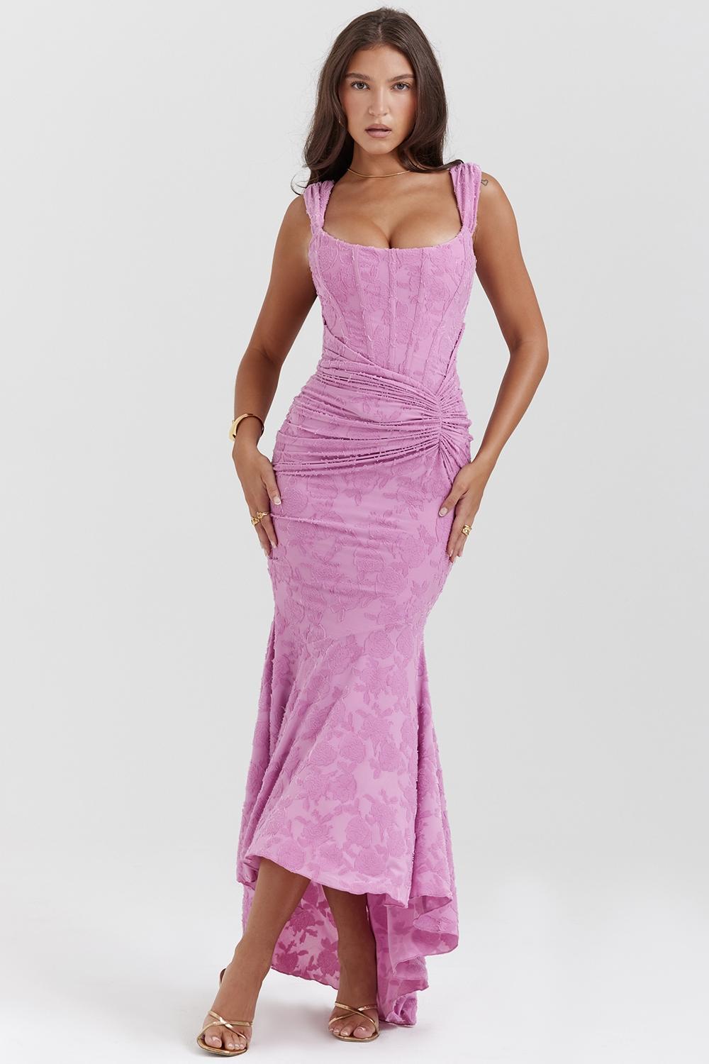 Cesca Rose Pink Floral Maxi Dress Product Image