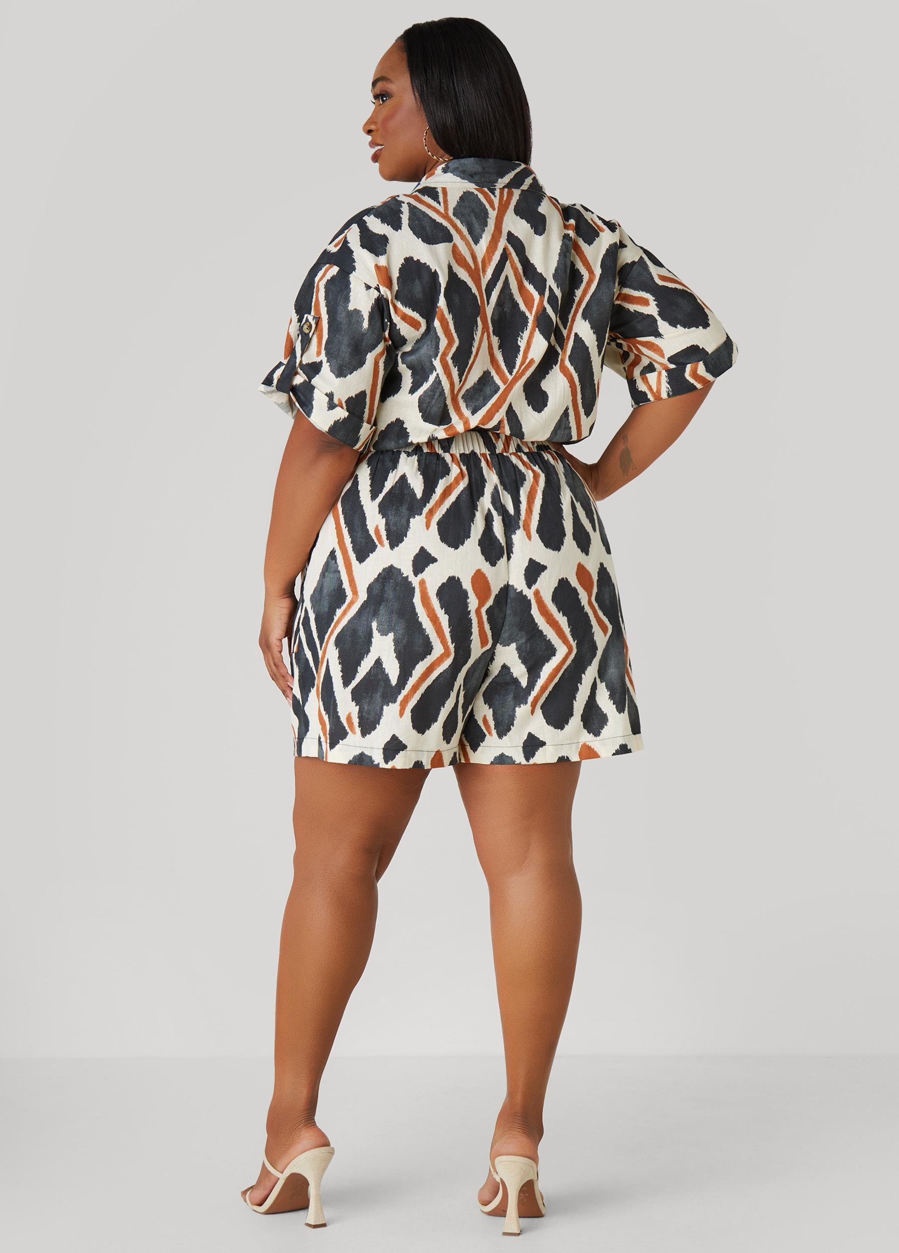 Abstract Cotton And Linen Romper Product Image