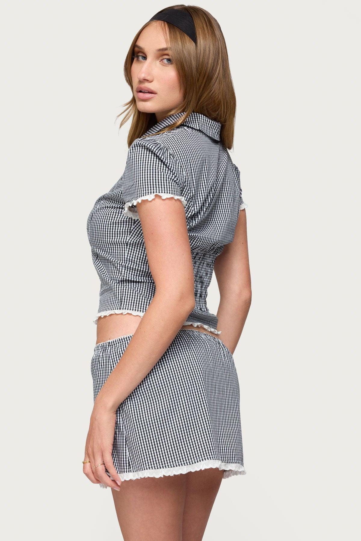 Paige Gingham Mini Skort Product Image
