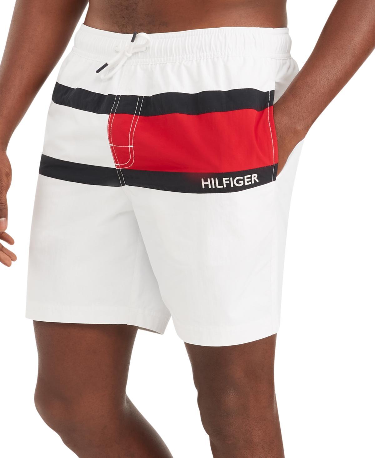 Men's Tommy Hilfiger 7" Flag Swim Trunks, Size: Medium, Red Product Image