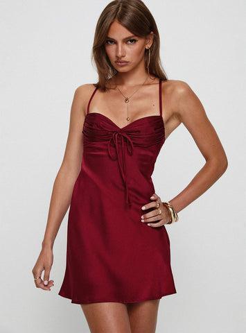 Glendon Mini Dress Burgundy Product Image