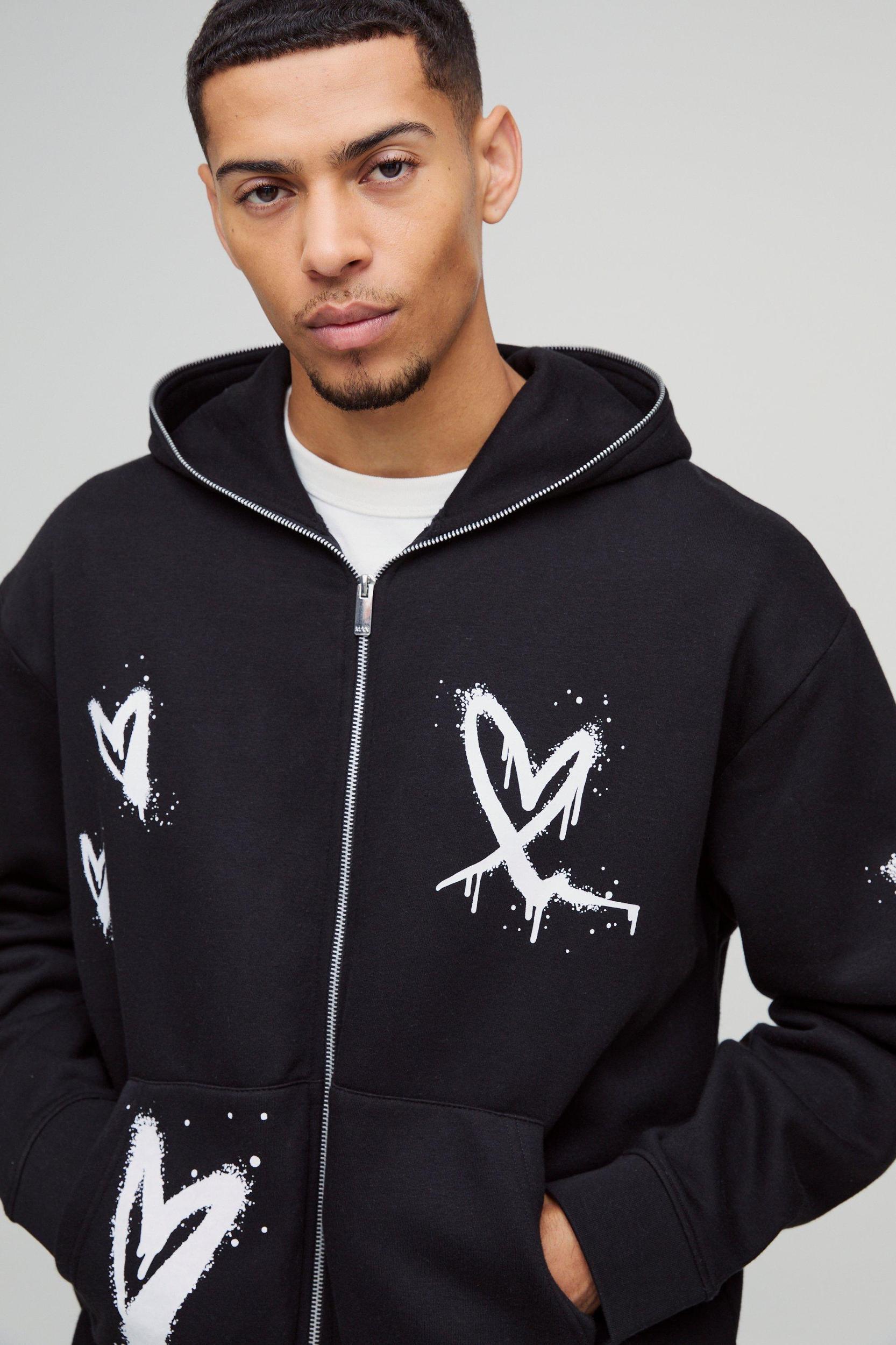 Oversized Heart Zip Through Hoodie | boohooMAN USA Product Image