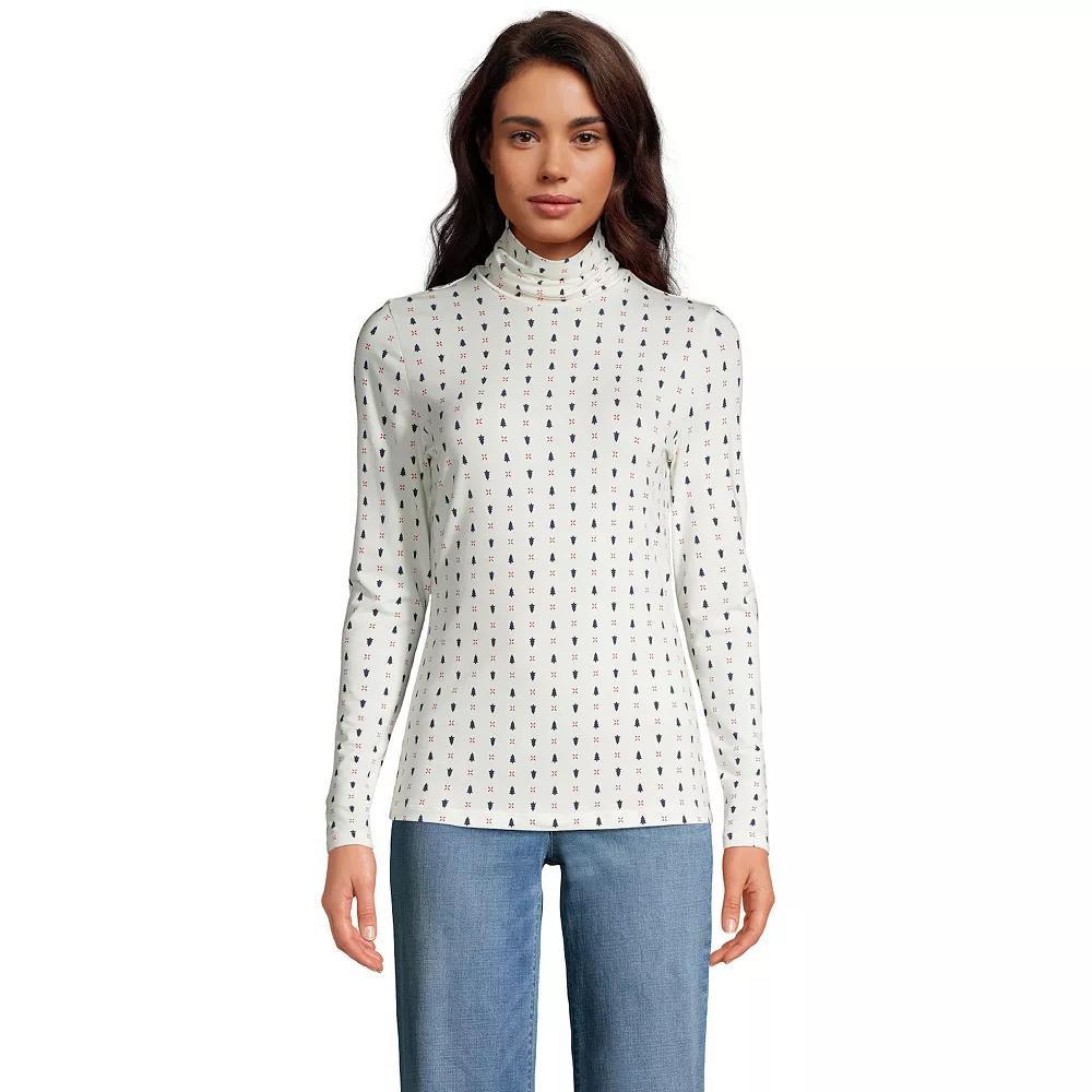 Women's Lands' End Lightweight Fitted Turtleneck, Size: Large, Pink Fog Product Image