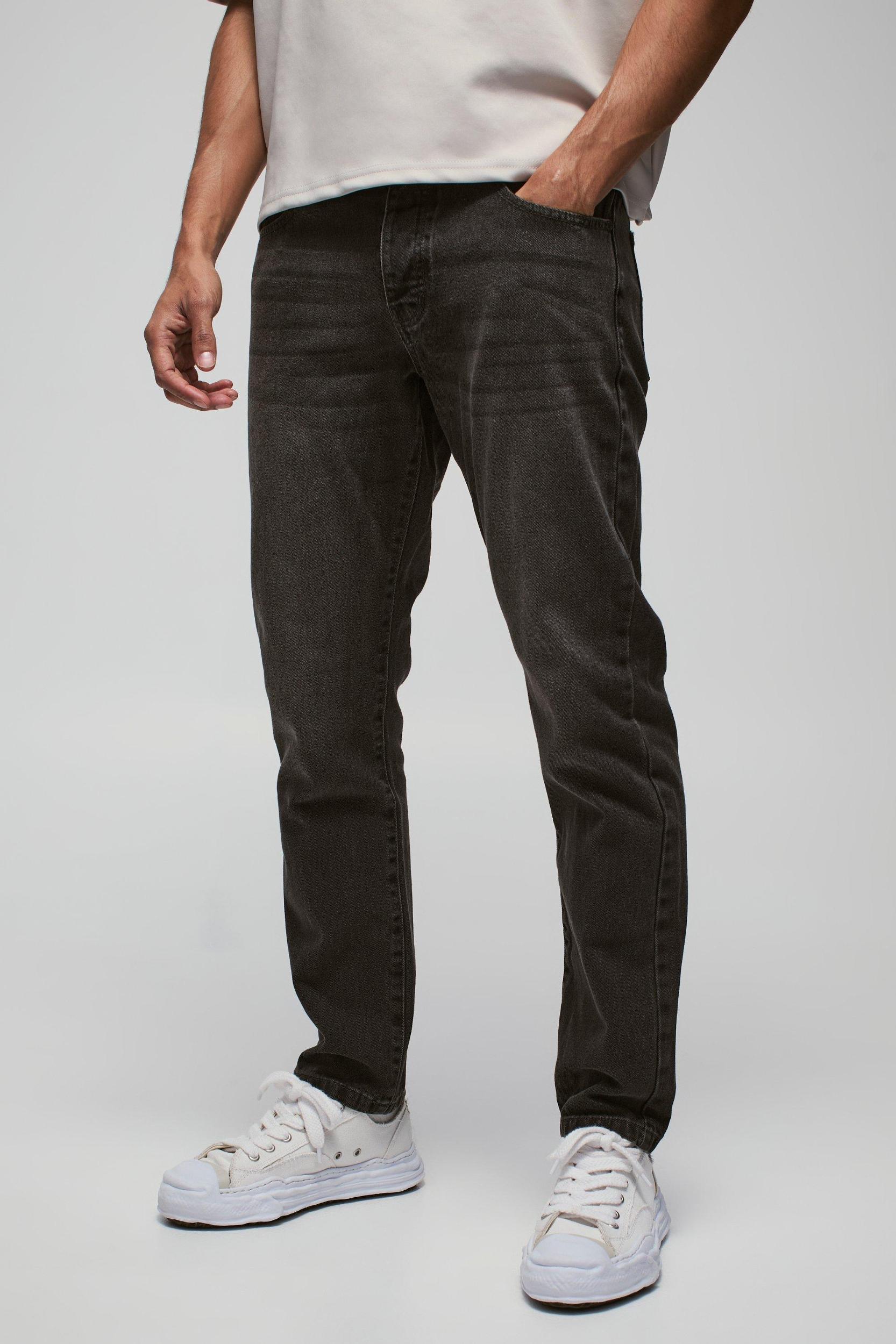 Mens Slim Rigid Washed Jeans - Grey Product Image