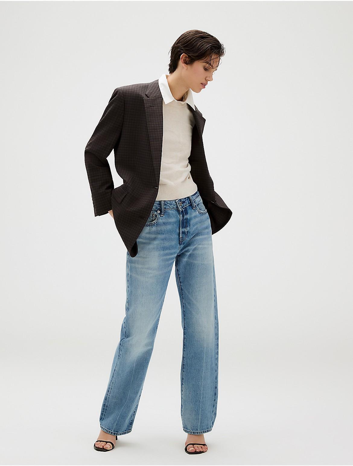 Calvin Klein Womens Smooth Cotton Relaxed Monogram Logo Sweater Product Image