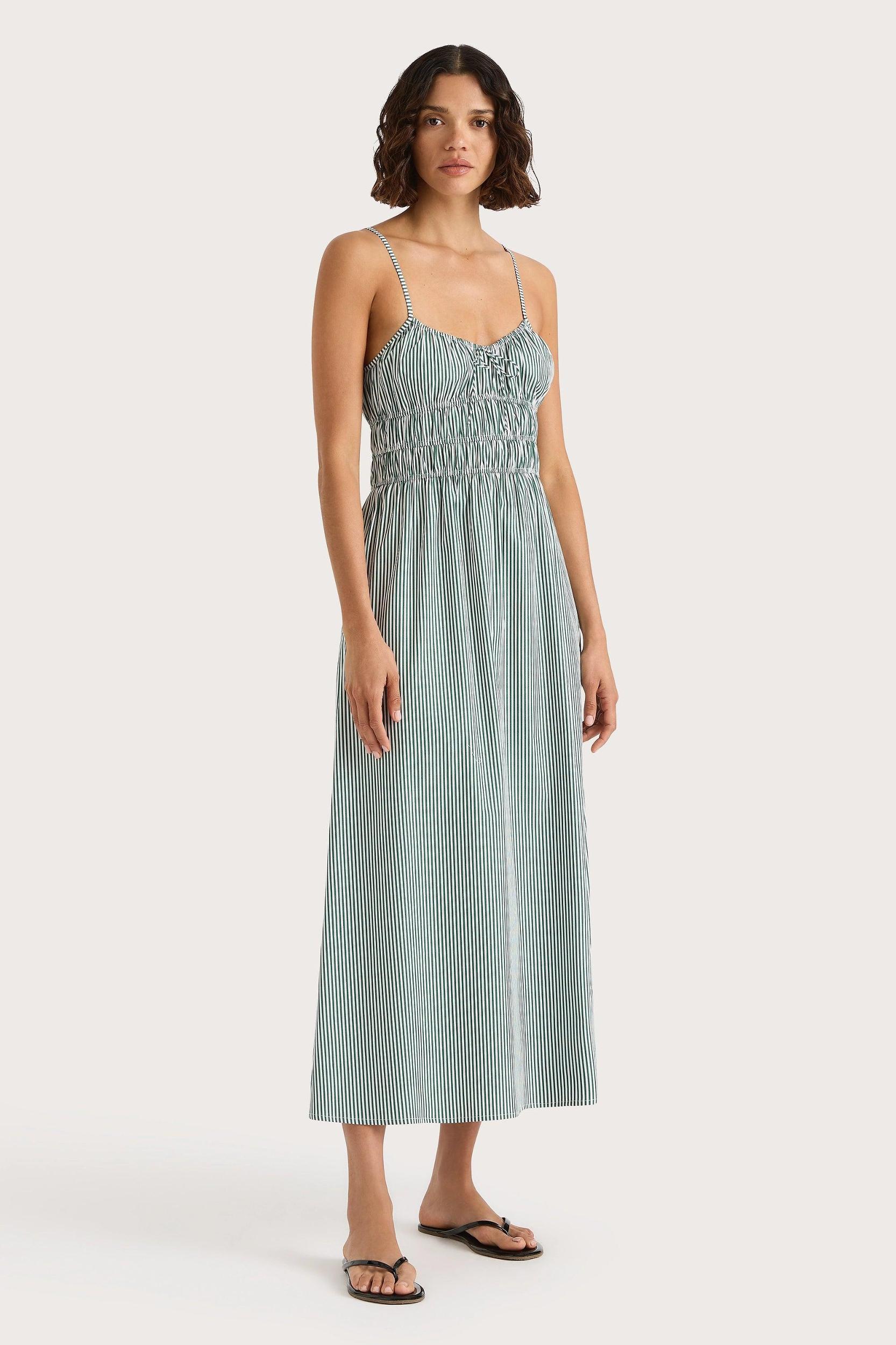 Marianne Midi Dress Green Stripe Product Image