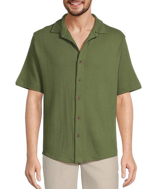 Roundtree & Yorke Short Sleeve Waffle Coatfront Shirt Product Image