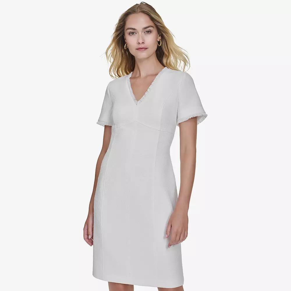 Women's Andrew Marc Short Sleeve V-Neck Sheath Dress, Size: 6, Black Product Image