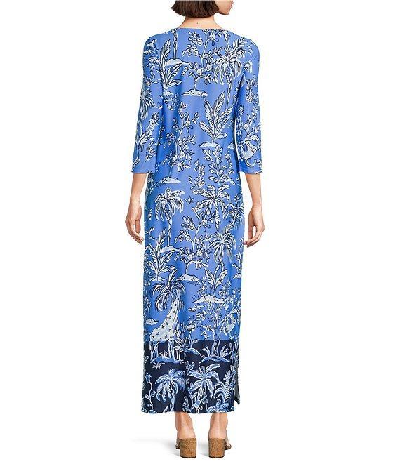 Lilly Pulitzer Seralina Printed Chillylilly UPF 50+ Boat Neck 3/4 Sleeve Maxi Dress Product Image