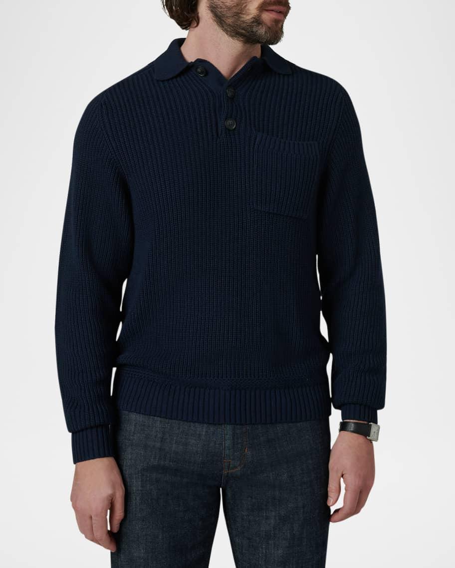 Mens Ruben Ribbed Polo Sweater Product Image
