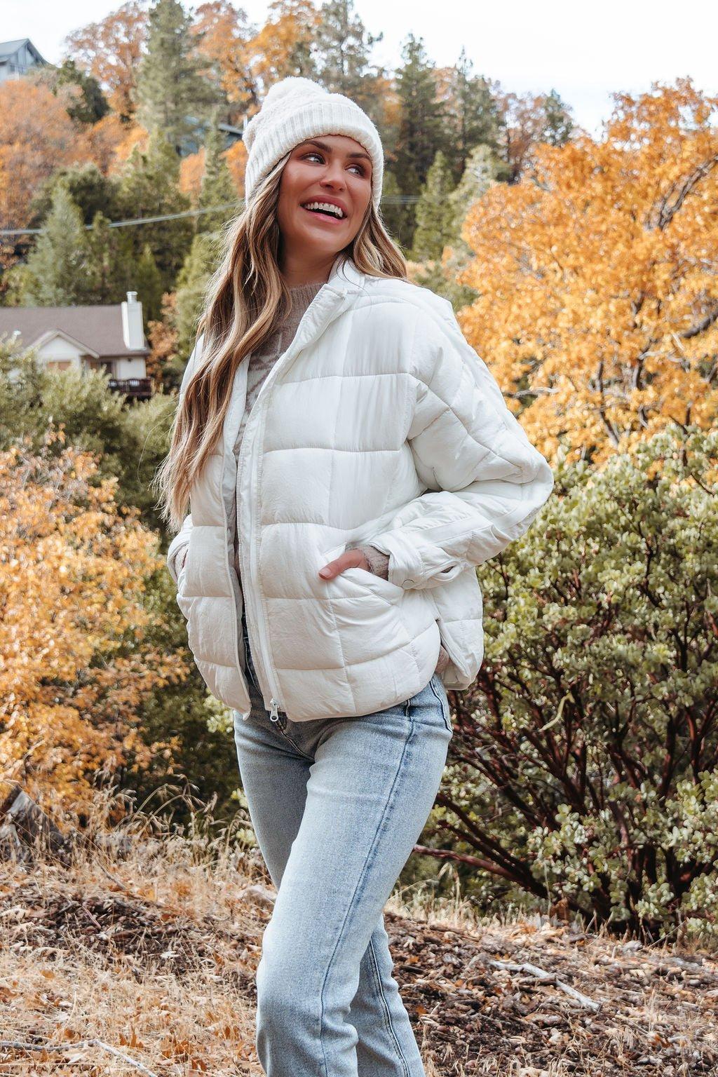 White Zip Up Puffer Jacket - FINAL SALE Product Image