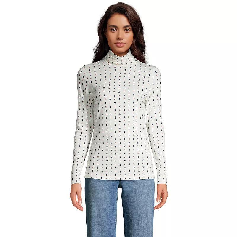 Women's Lands' End Lightweight Fitted Turtleneck, Size: Large, Pink Fog Product Image