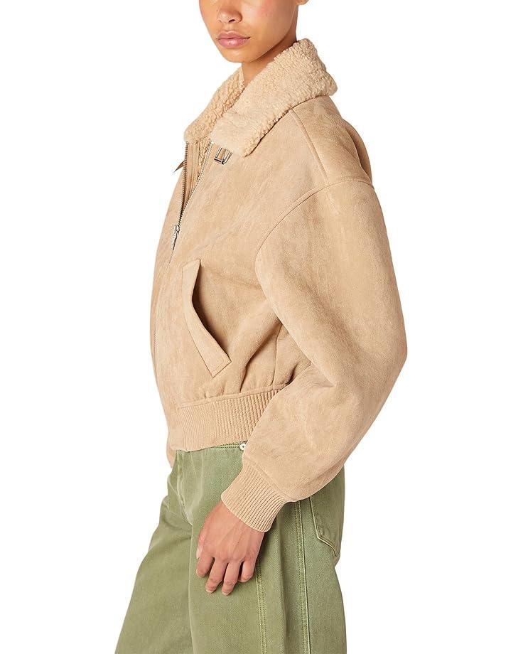 Faux Fur Sweater Detail Bomber Jacket Product Image