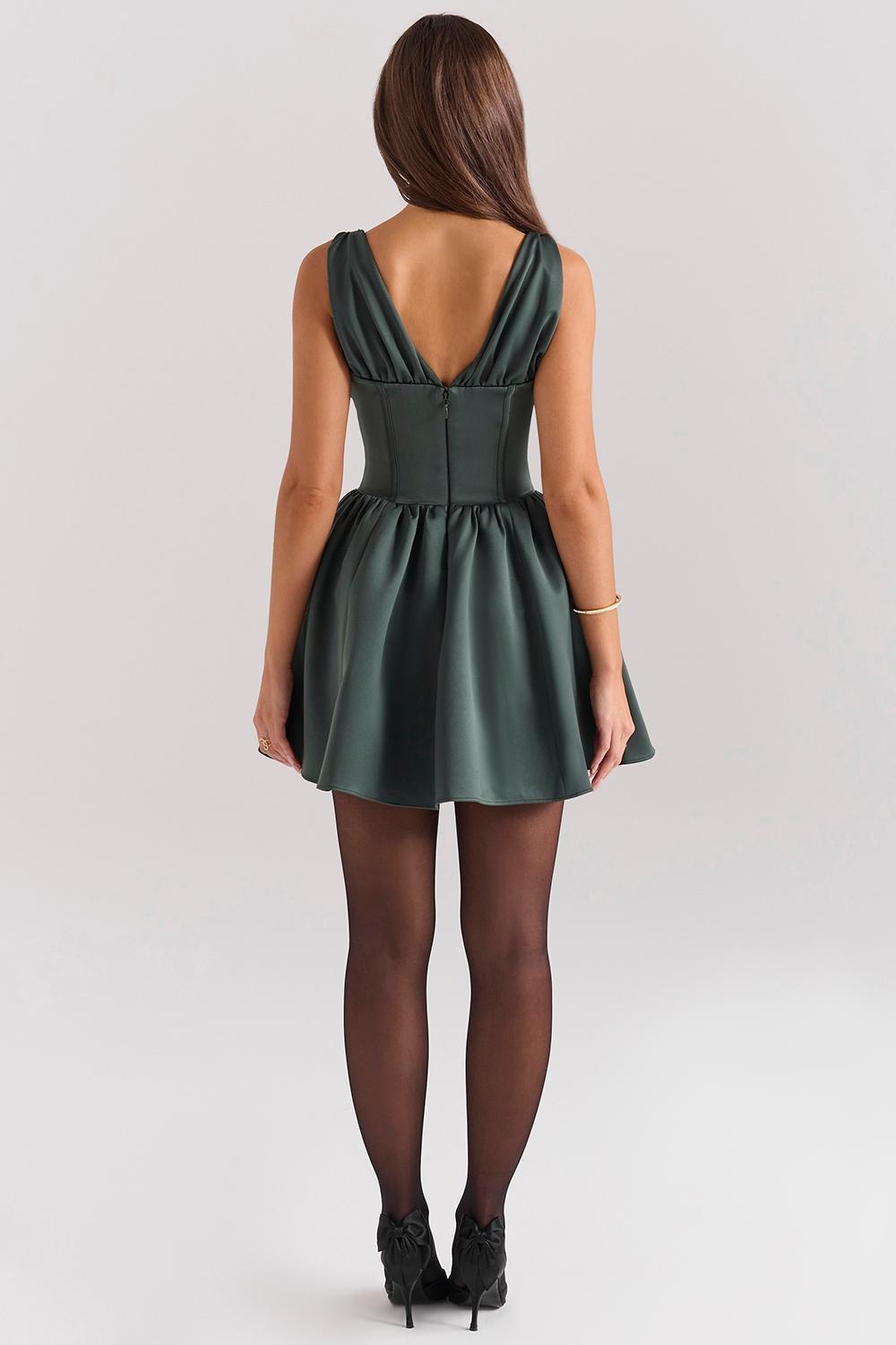 Emmeliette  forest green satin mini dress Product Image